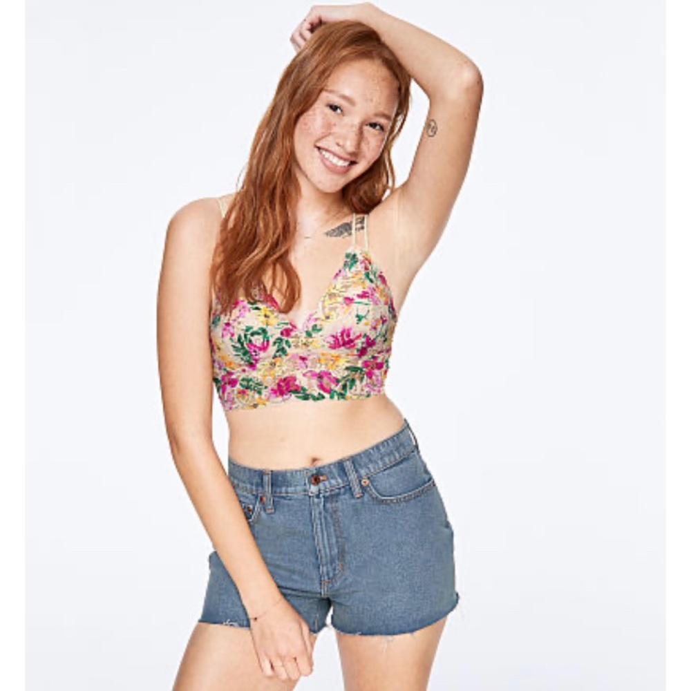 PINK high waist cut offs